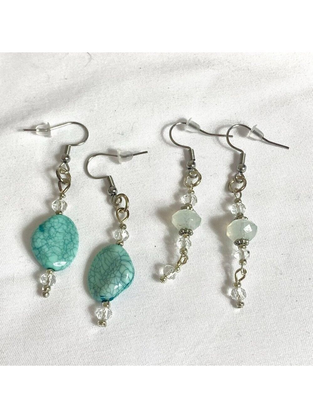 Turquoise Glass Bead Hook Earrings